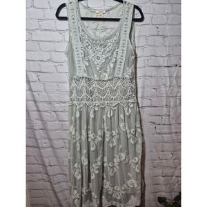 Sundance White Embroidered Sage Lace Overlay Dress Sleeveless Women Size 10  260